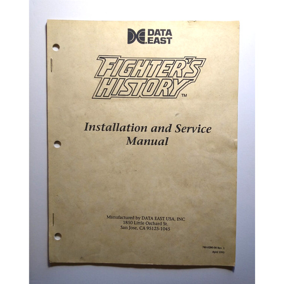 Fighters History Original Video Arcade Game 1993 Service Repair Manual - Picture 1 of 2